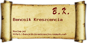 Bencsik Kreszcencia névjegykártya